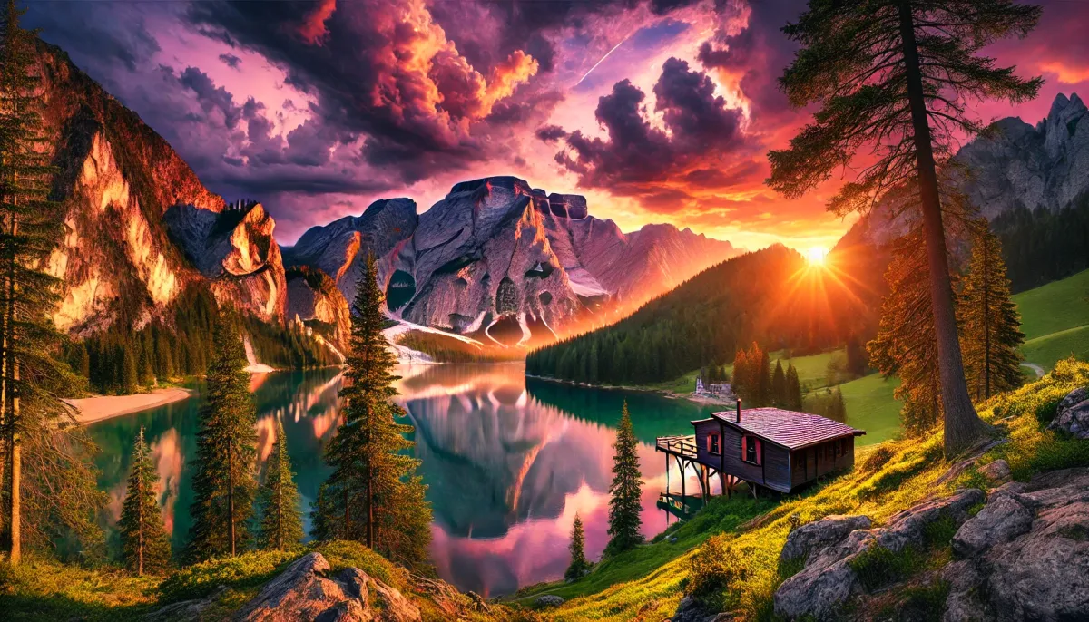 breathtaking landscape with towering mountains in the background, a crystal-clear lake reflecting the sky Feature image
