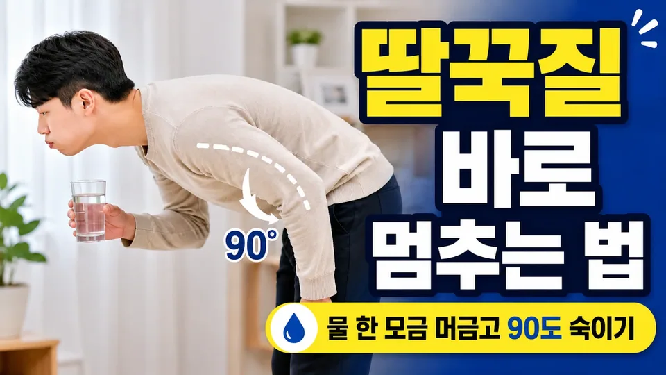 딸꾹질 바로 멈추는 방법, 물 머금고 상체 90도 숙여 삼키는 법
